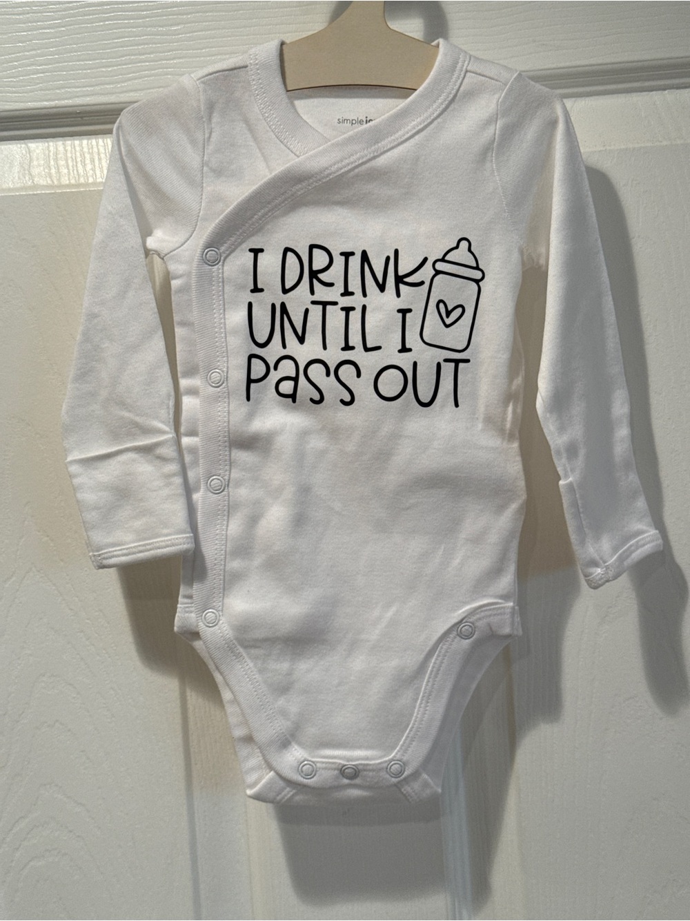 Carter’s White Baby One-Piece Long Sleeve Onesie “I Drink Until I Pass Out” 0-3M